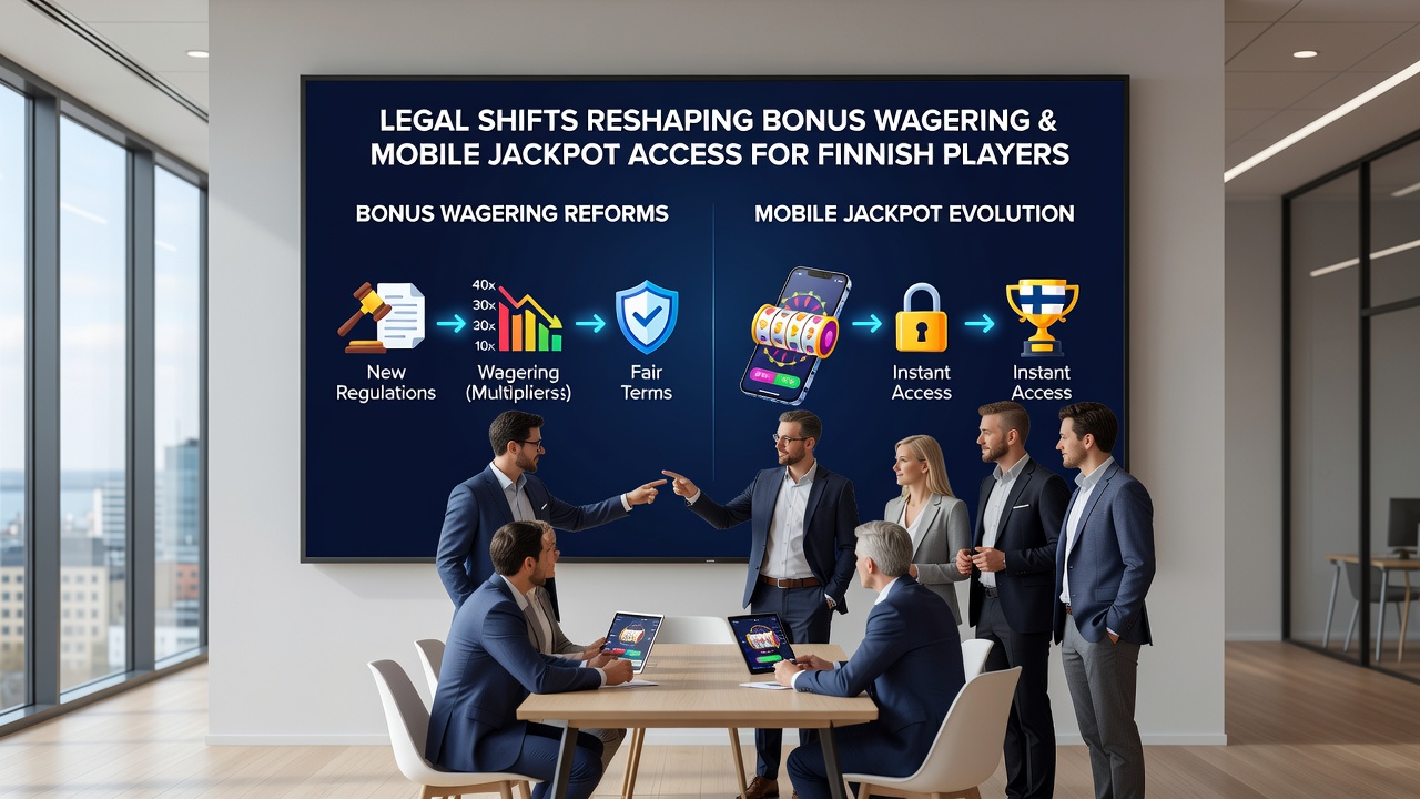 Mobile screen showing jackpot counter and Finnish regulatory compliance icons